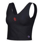 USC Trojans Women's Champion Black SC Interlock Tailgate Ottoman V-Neck Crop Tank
